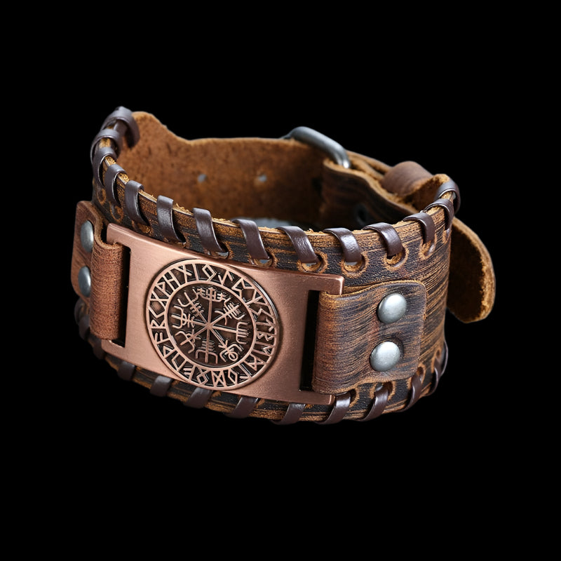 Compass Leather Wrap - Rebel & Chain