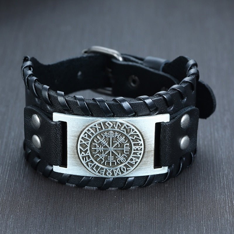 Compass Leather Wrap - Rebel & Chain