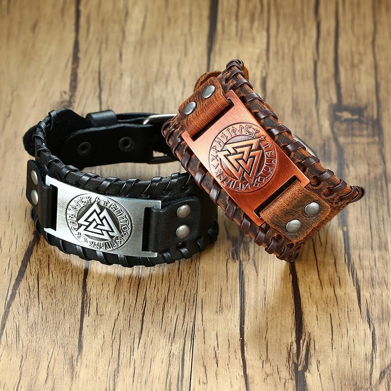 Compass Leather Wrap - Rebel & Chain