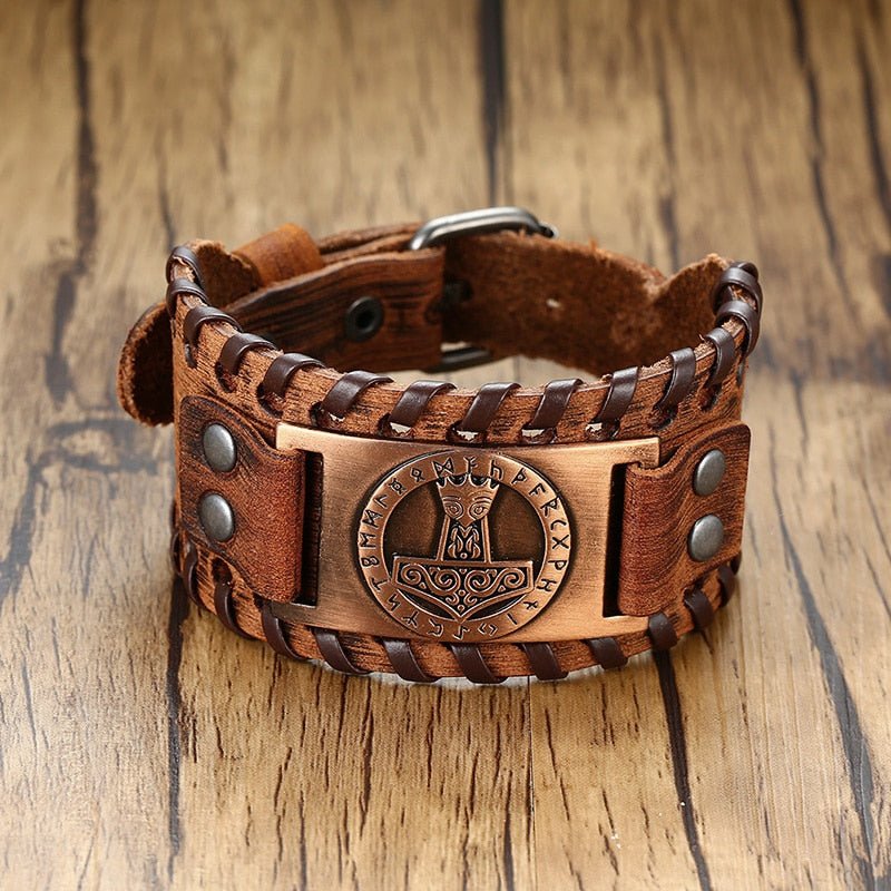 Compass Leather Wrap - Rebel & Chain