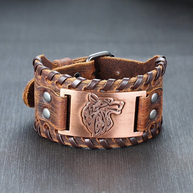 Compass Leather Wrap - Rebel & Chain