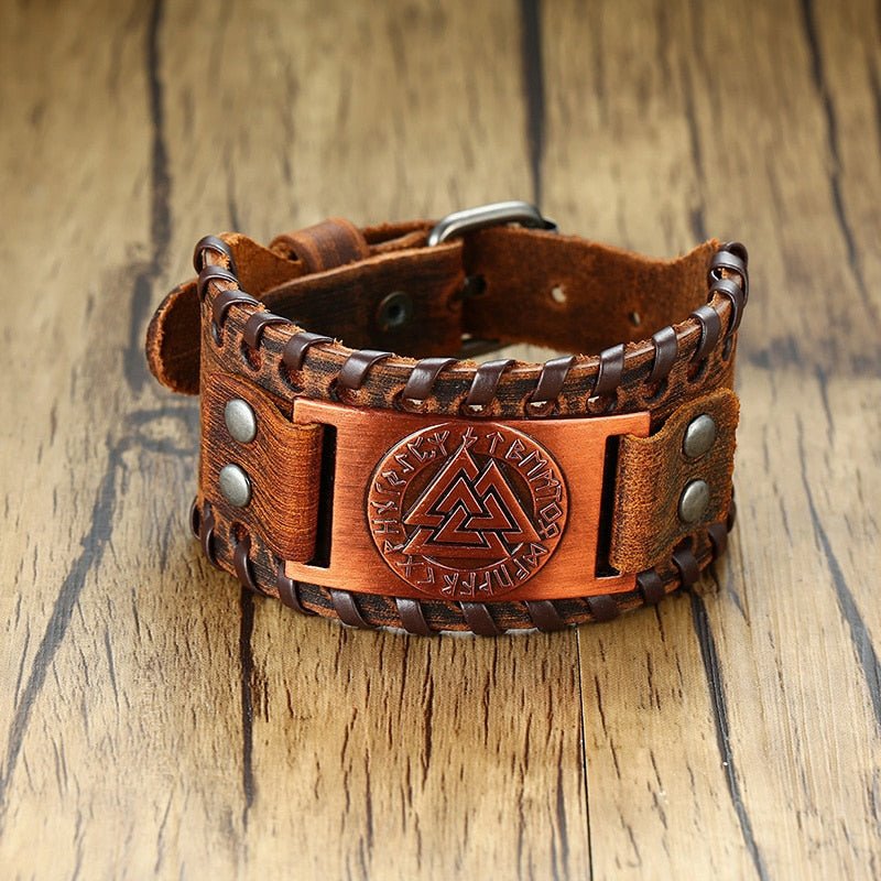 Compass Leather Wrap - Rebel & Chain