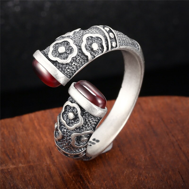 Open Wrap Garnet 925 Ring