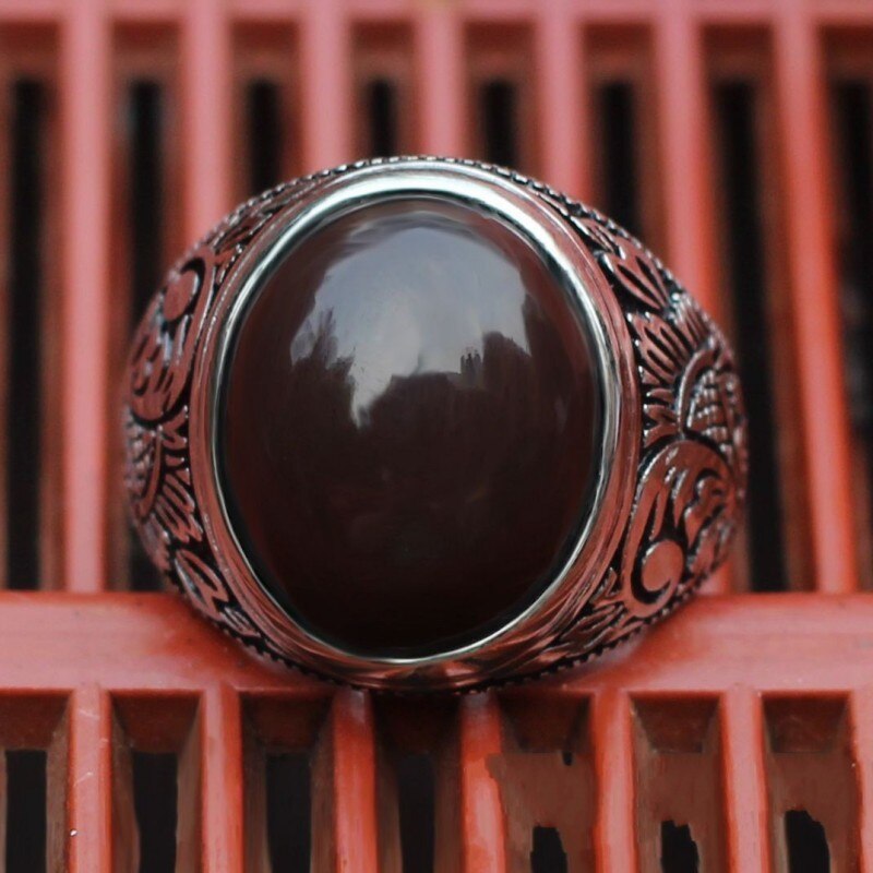 Tiger Eye Enamel Stone 925 Ring