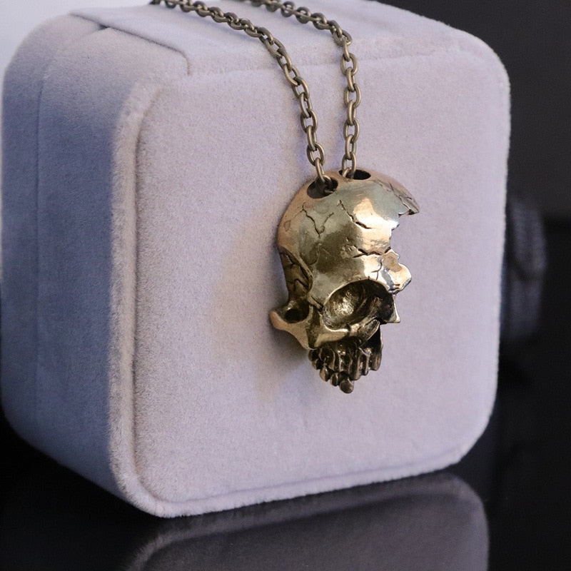 Gothic Half Skull Pendant Chain Rebel & Chain