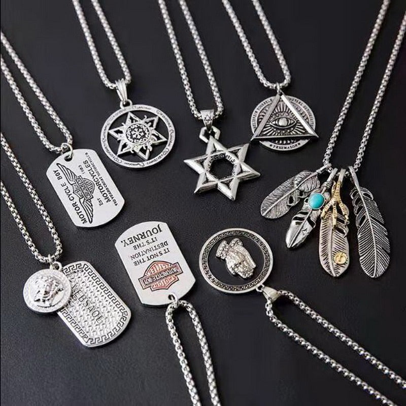 Gothic Style Multi Pattern Pendants Rebel & Chain