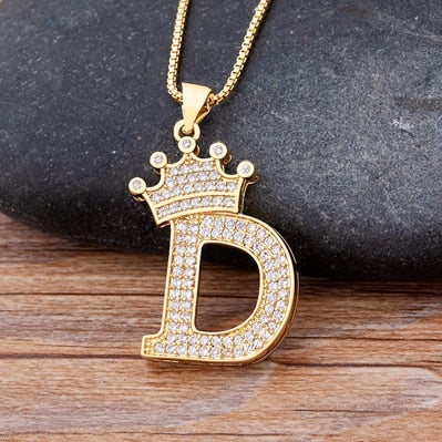 Luxurious Alphabetical Crown Style Iced Out Pendants Rebel & Chain