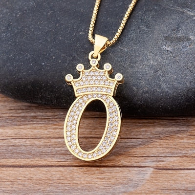 Luxurious Alphabetical Crown Style Iced Out Pendants Rebel & Chain