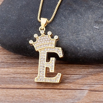 Luxurious Alphabetical Crown Style Iced Out Pendants Rebel & Chain