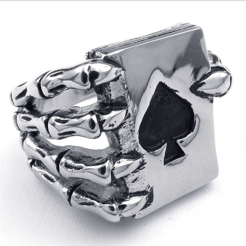 Punk Claw Ace Of Spades Ring Rebel & Chain