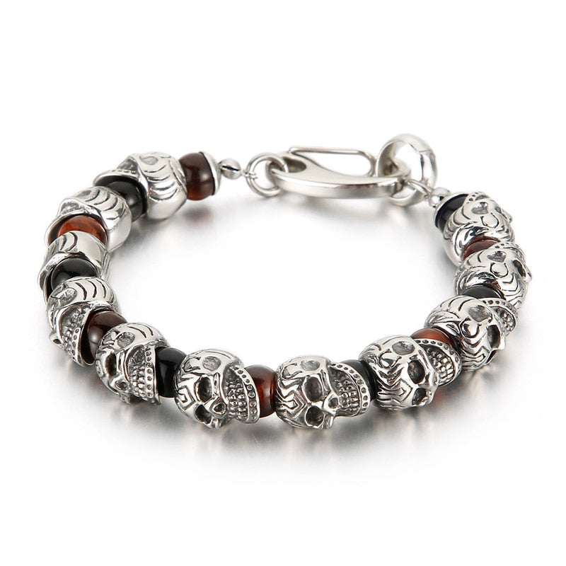 Stainless Steel Casual Natural Stone Skull Bracelets Rebel & Chain