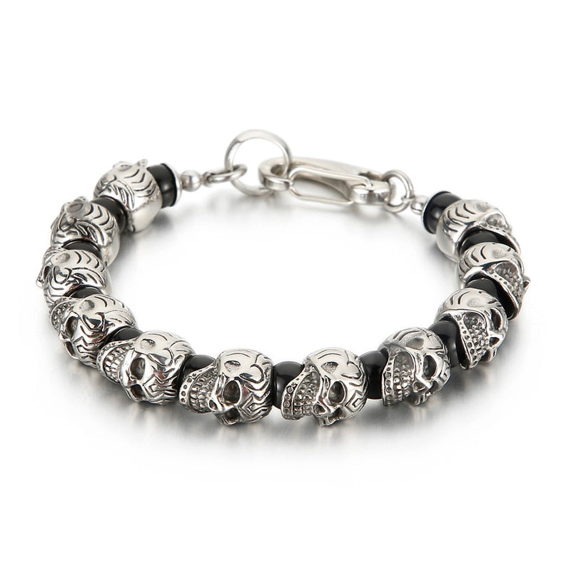 Stainless Steel Casual Natural Stone Skull Bracelets Rebel & Chain