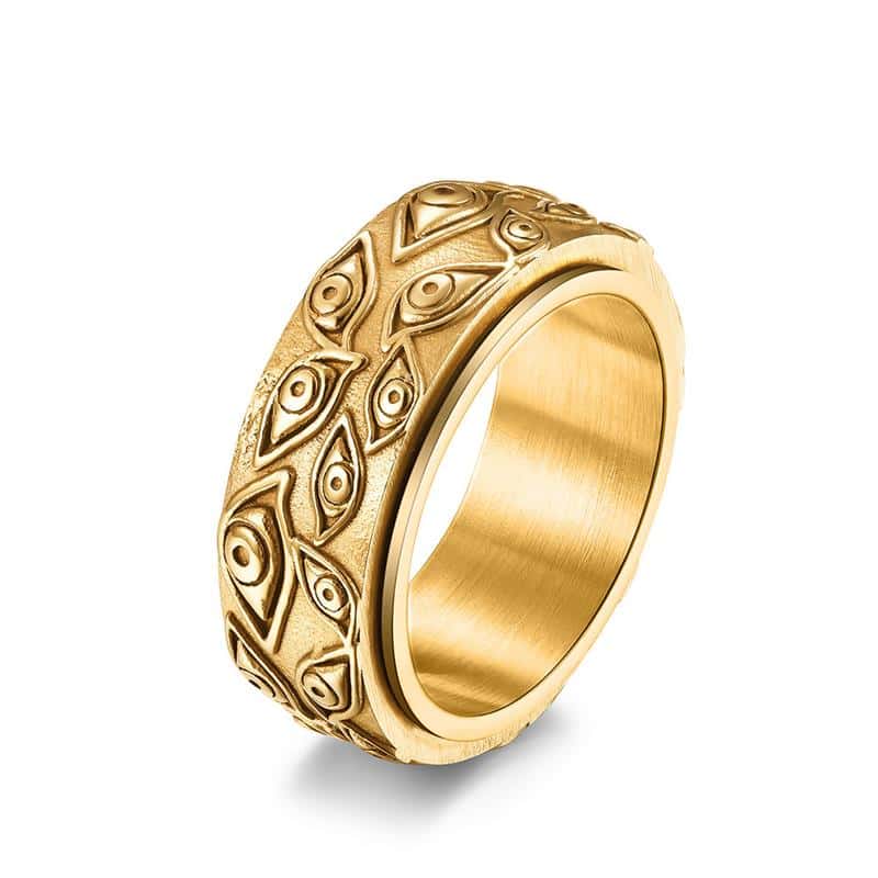 Stainless Steel Vintage Eye Pattern Rings Rebel & Chain