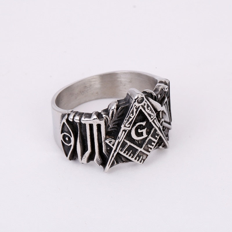 Vintage Metal Masonic Ring Rebel & Chain