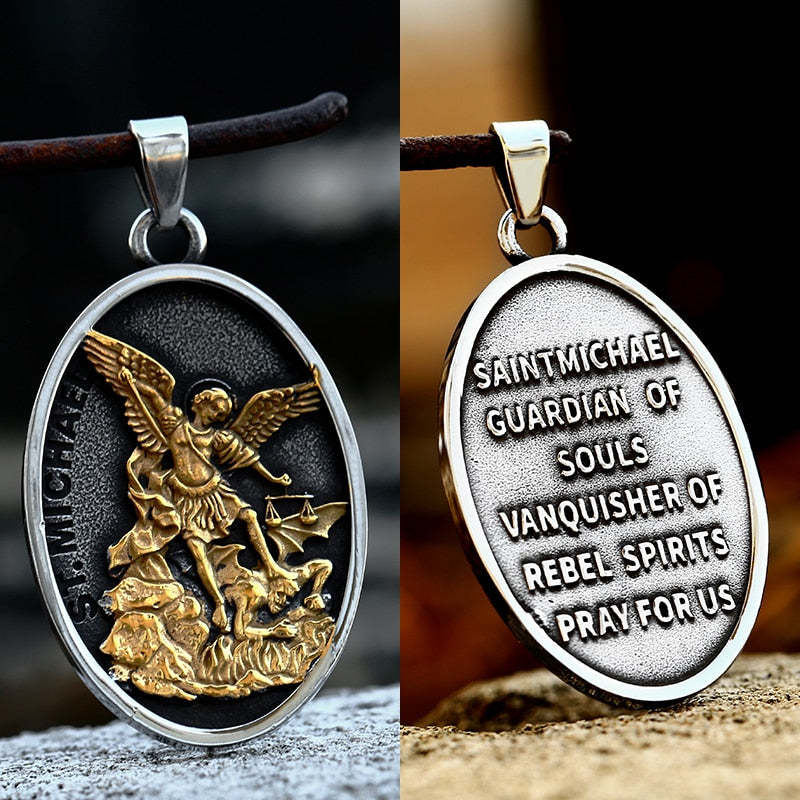 Vintage Saint Archangel Style Pendants Rebel & Chain