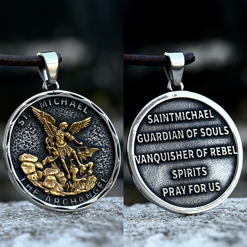 Vintage Saint Archangel Style Pendants Rebel & Chain